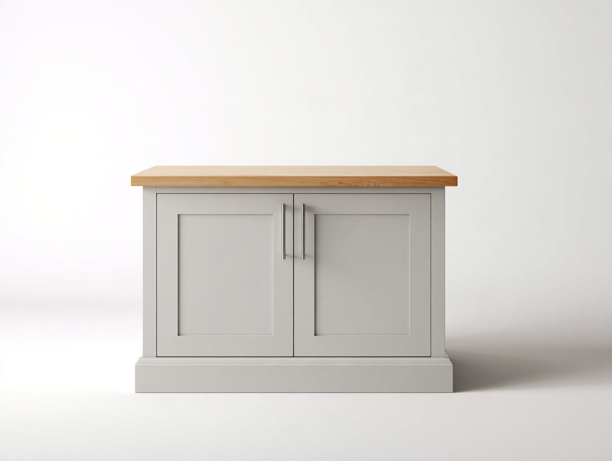 Aparador de madera 120x45x85 cm - gris claro y roble natural - diseño moderno con 2 puertas