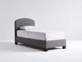 Cama individual tapizada 210x105x115 cm - gris oscuro - diseño moderno con cabecero curvo acolchado