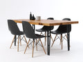 Conjuntos de comedor de jardín 5 piezas 180x90x75 cm - madera natural y negro - mesa rectangular con 4 sillas