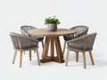 Conjuntos de comedor de jardín 120x120x75 cm - madera natural y gris - mesa redonda con 4 sillones