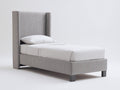 Cama individual tapizada 210x105x120 cm - gris - diseño moderno con cabecero alto envolvente