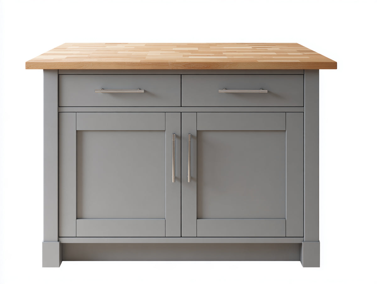 Aparador de madera 120 x 45 x 95 cm - gris y madera natural - 2 cajones y 2 puertas con encimera superior