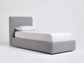 Cama individual tapizada de tela 200x115x100 cm - gris claro - diseño moderno con cabecero acolchado