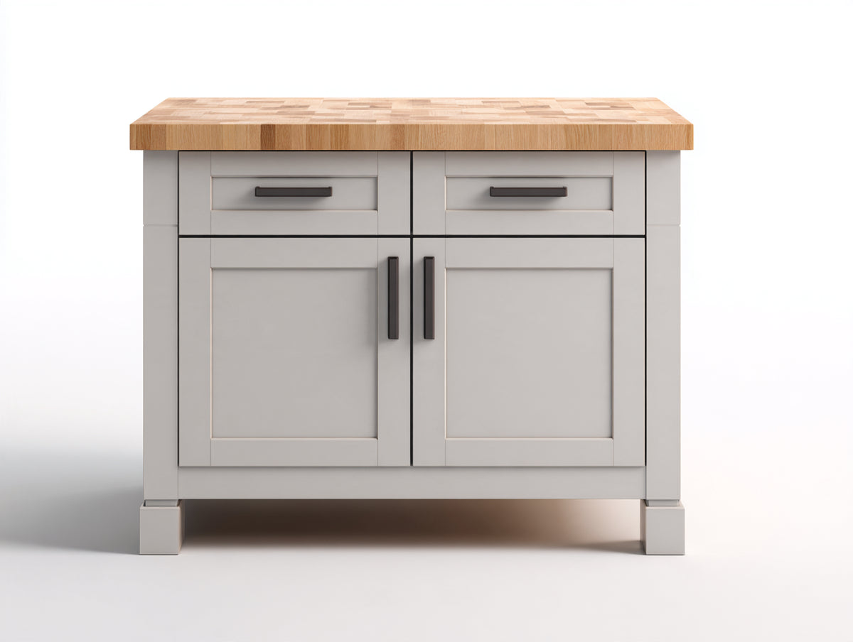 Aparador de madera con 2 puertas y 2 cajones 120 x 45 x 85 cm - gris claro y roble natural - diseño moderno para comedor
