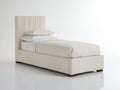 Cama individual tapizada 200 x 115 x 100 cm - beige crema - cabecero acolchado con paneles verticales de diseño moderno